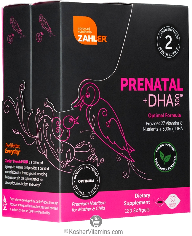Zahlers Kosher Prenatal +DHA 300 2 Month Supply 120 Softgels